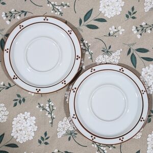 Dansk Bistro Fredriksborg Brown Dots Trim Saucers Vintage Dansk NR Japan VTG